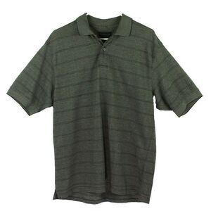 Van Heusen Polo Shirt Knit Stripes Cotton Blend Short Sleeve Mens Large